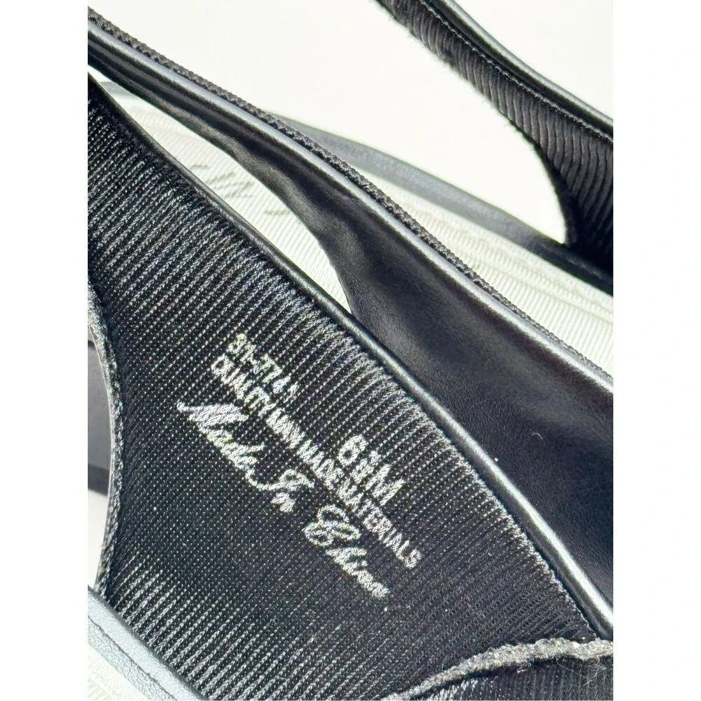 Easy Street Black Slingback Pumps‎ Pleated Low Block Heel Shoes 6.5